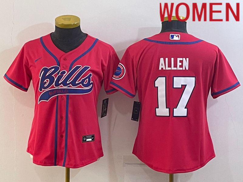 Women Buffalo Bills 17 Allen Red 2022 Nike Co branded NFL Jersey